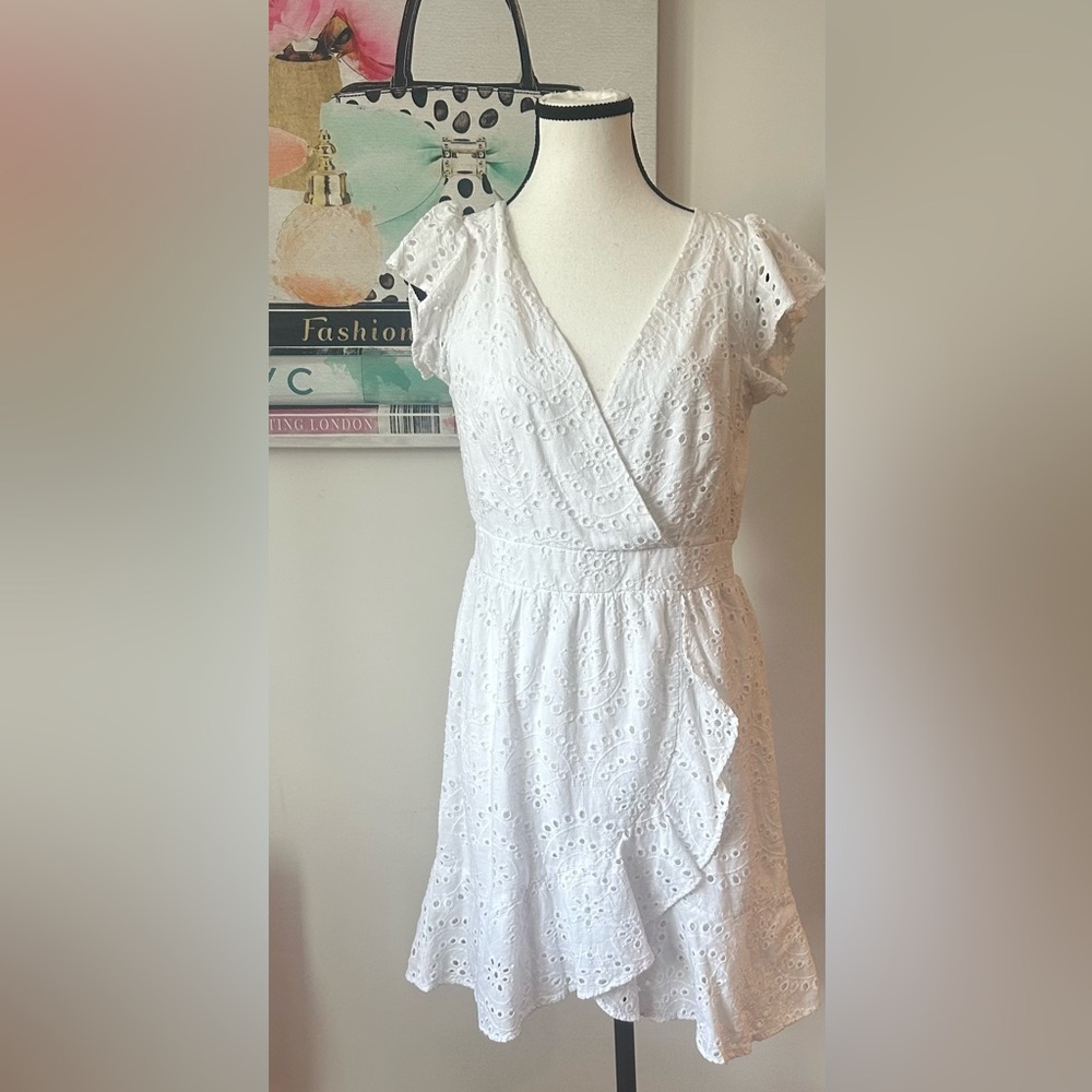 White Eyelit Ruffle Dress